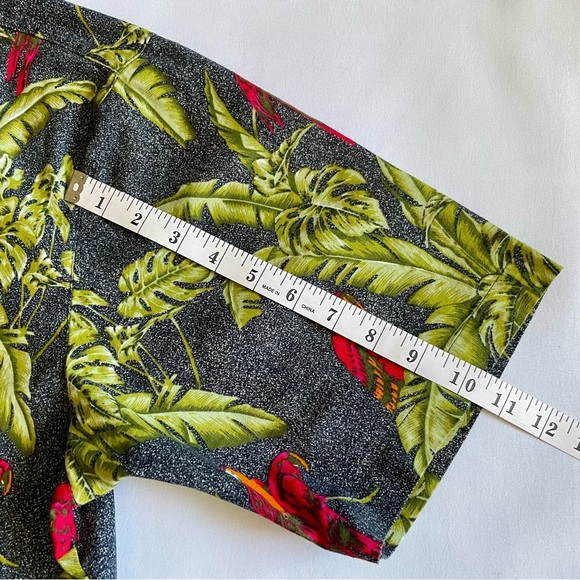 Pacific Scene Men’s Shirt Large Red Parrot Palm Print Button Up Cotton Tropical - Picture 3 of 6